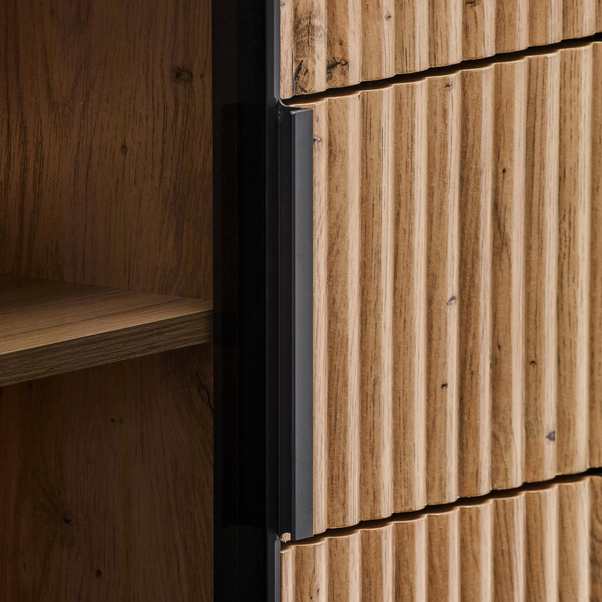 ŠIROKÁ KOMODA, černá, dub artisan, 114/82/40 cm - černá/dub artisan, Design, kov/kompozitní dřevo (114/82/40cm) - MID.YOU