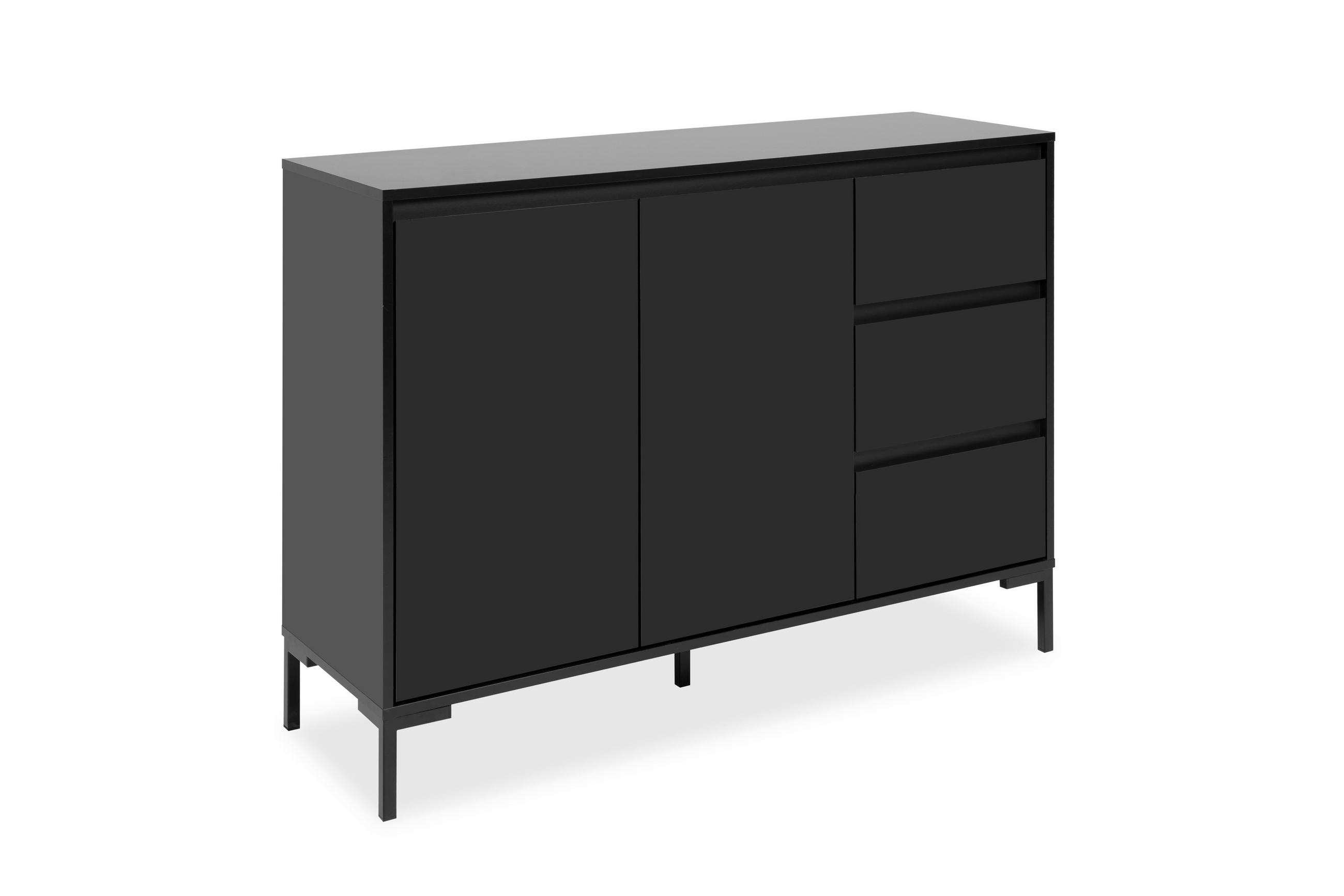 KOMMODE , 120/87/40 cm, 3 Schublade(n)  - Schwarz, Design, Holzwerkstoff (120/87/40cm) - MID.YOU