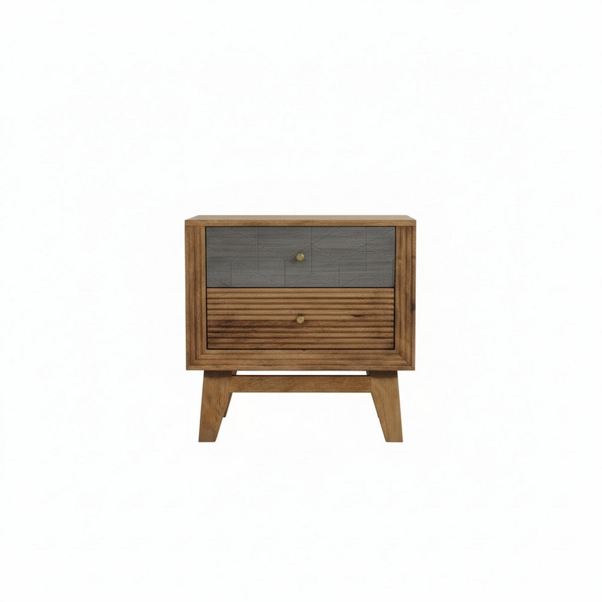 NACHTKÄSTCHEN 40/50/35 cm  in Hartholz Mangoholz Grau, Honig  - Goldfarben/Grau, MODERN, Holz/Metall (40/50/35cm) - MID.YOU