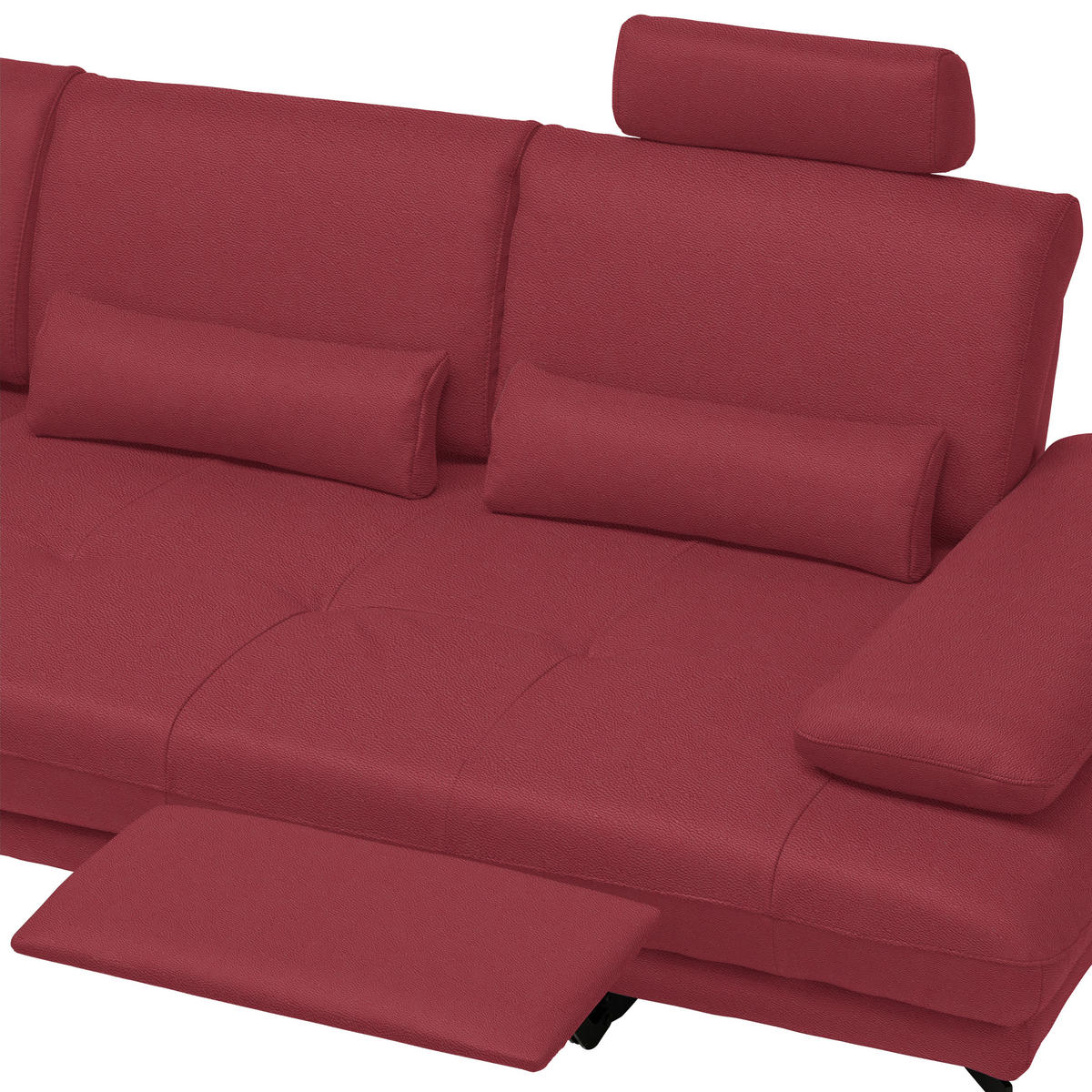 ECKSOFA in Echtleder Rot  - Rot/Schwarz, Design, Leder/Metall (187/273cm) - Celina Home