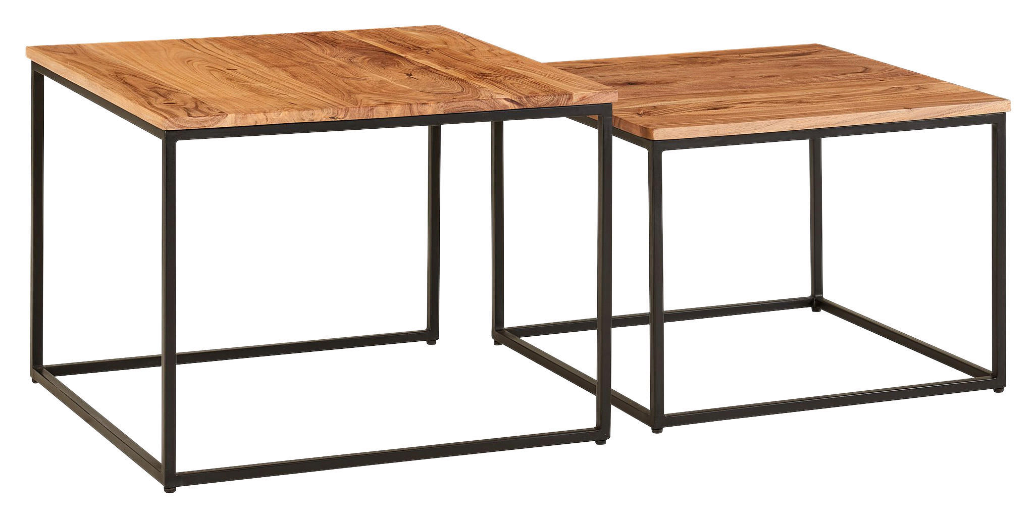 KONFERENČNÍ STOLEK, barvy akácie, dřevo, 60/60/46 cm - černá/barvy akácie, Moderní, kov/dřevo (60/60/46cm) - MID.YOU