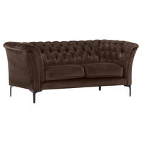 CHESTERFIELD-SOFA in Flachgewebe Dunkelbraun  - Dunkelbraun/Schwarz, Lifestyle, Textil/Metall (195/80/100cm) - Landscape