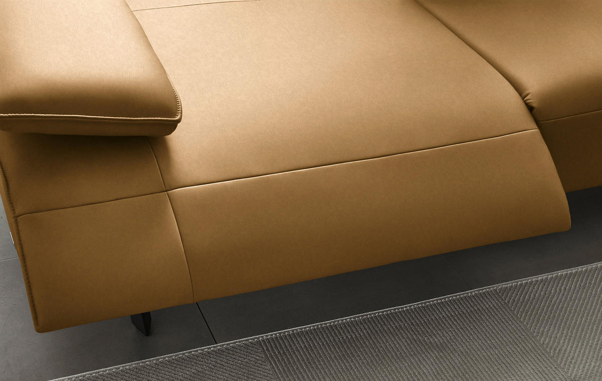 ECKSOFA  in Echtleder Currygelb  290/230 cm  - Currygelb/Anthrazit, Design, Leder/Metall (290/230cm) - Johann Jakob