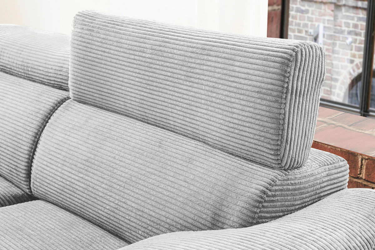 ECKSOFA in Cord Grau  174/270 cm  - Schwarz/Grau, Design, Holz/Textil (174/270cm) - Pure Home Lifestyle