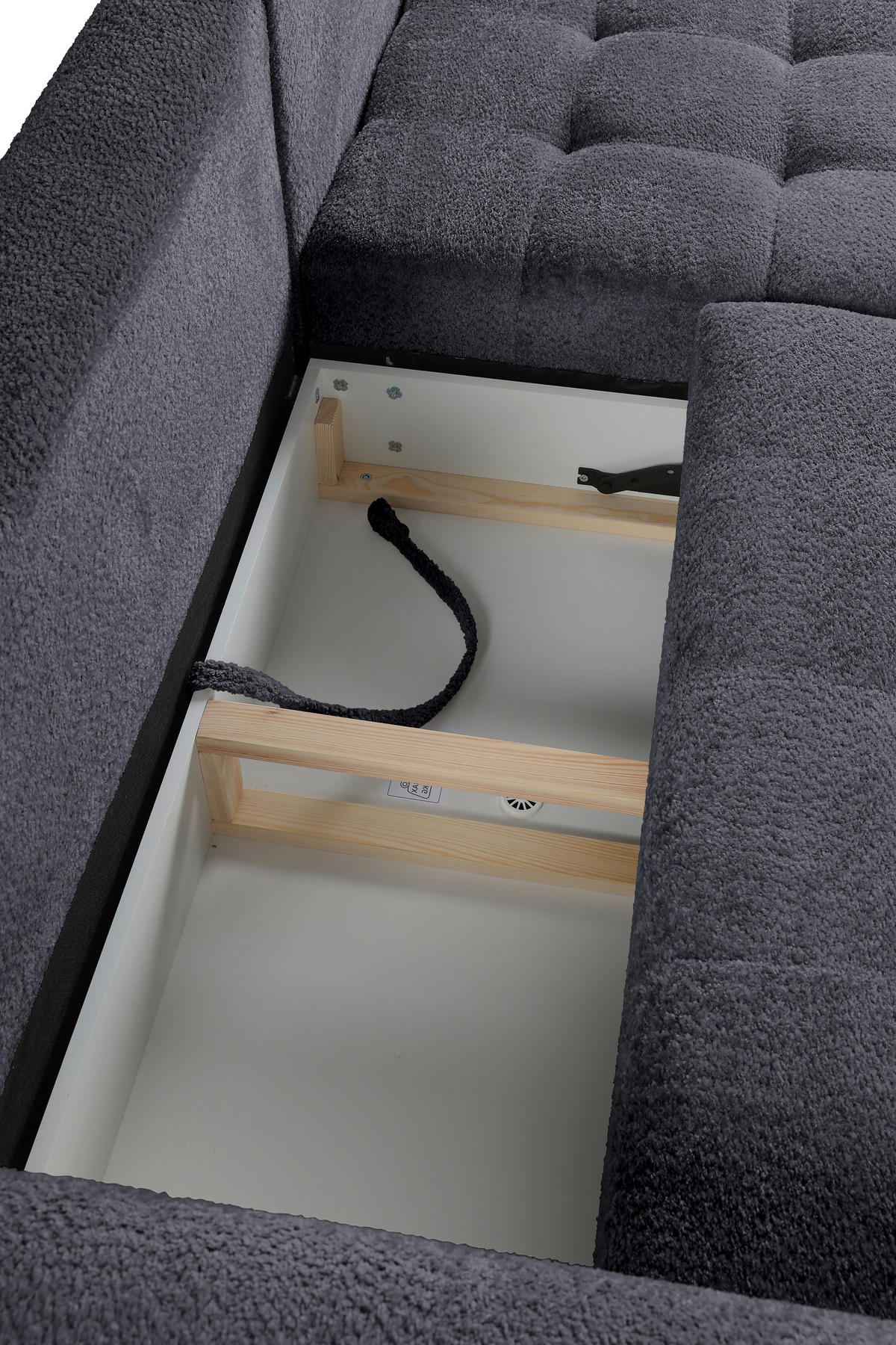 ECKSOFA in Chenille Graphitfarben  - Schwarz/Graphitfarben, Konventionell, Holz/Textil (266/180cm) - MID.YOU
