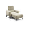 Sessel inkl. Hocker in Samt Naturfarben  - Schwarz/Naturfarben, Design, Textil/Metall (110/85/86-94cm) - SENSOO