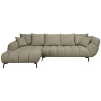 ECKSOFA Graubraun Bouclé Zierkissen, Rückenkissen, Rücken echt  - Graubraun/Schwarz, MODERN, Textil/Metall (217/318cm) - Carryhome