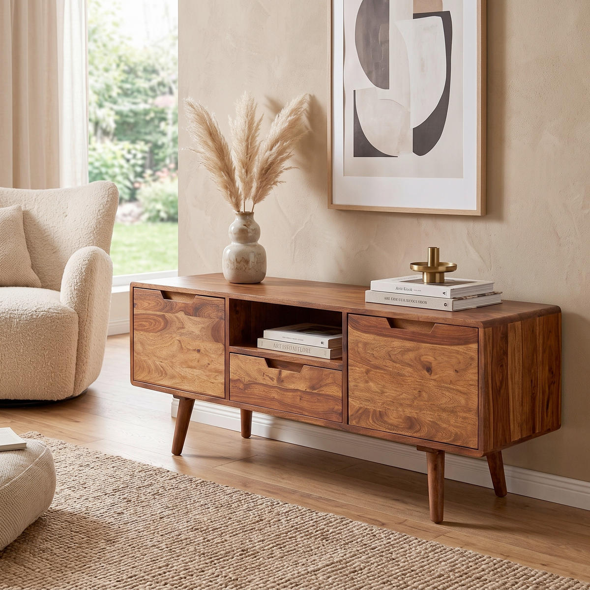SIDEBOARD  135/51/45 cm 1 Schublade(n)  - Sheeshamfarben, Design, Holz (135/51/45cm) - MID.YOU