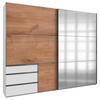 SCHWEBETÜRENSCHRANK in Eichefarben, Weiss  - Chromfarben/Weiss, Modern, Holzwerkstoff (250/216/65cm) - MID.YOU