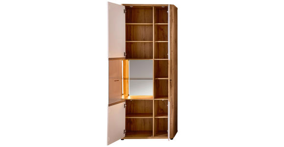 VITRINE  in Weiß, Eiche Wotan  - Anthrazit/Eiche Wotan, MODERN, Glas/Holzwerkstoff (80/204/39cm) - Xora