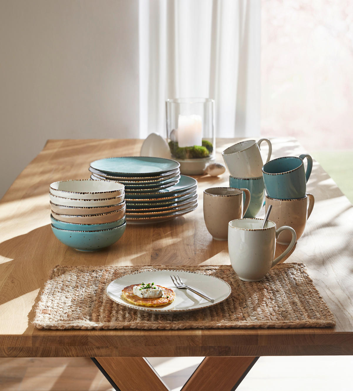 KOMBI SERVIS    24-dijelni   Urban Life  - bijela/tirkizna, Design, keramika - Landscape