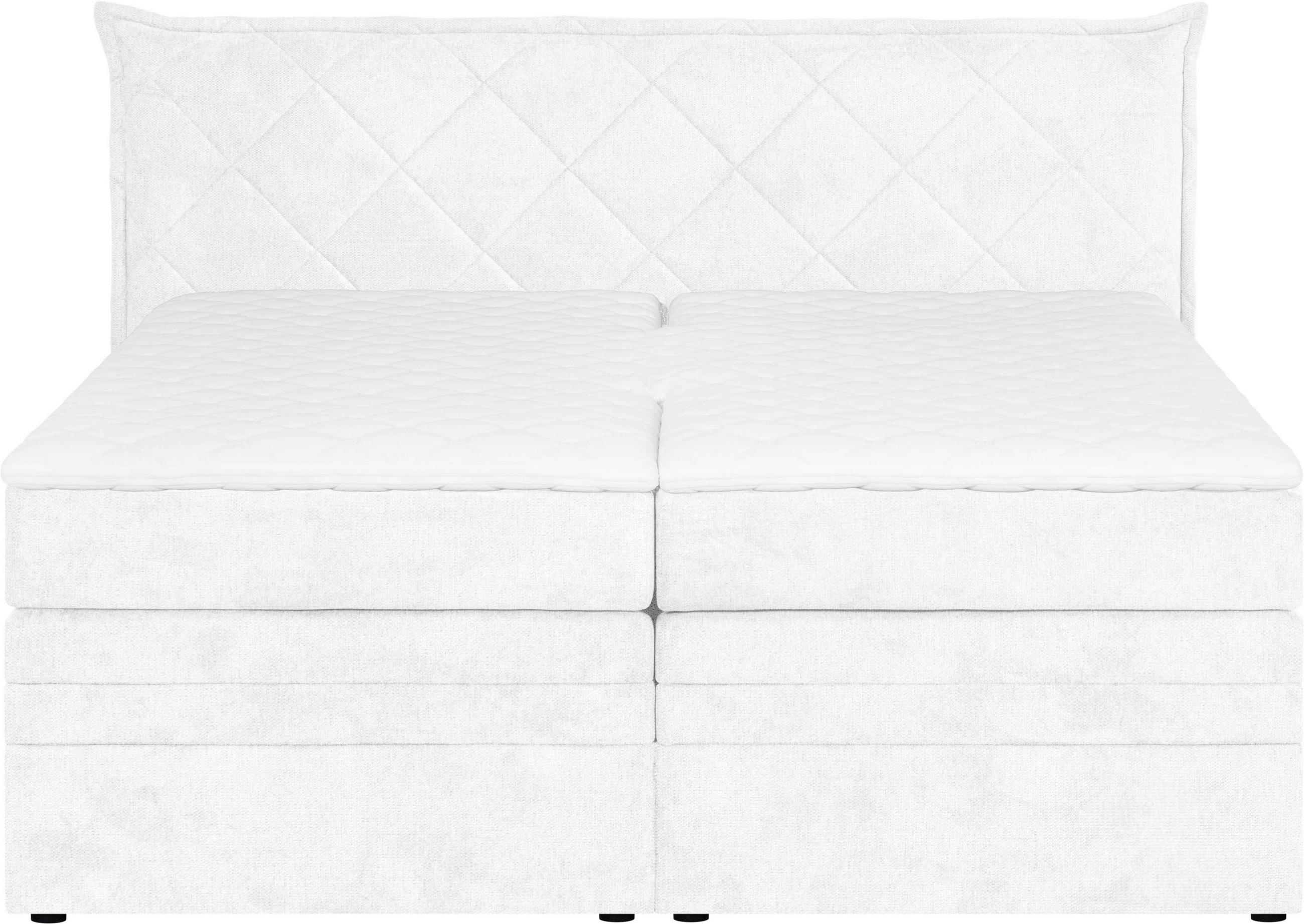 BOXSPRING-ÁGY 180/200 cm  fehér  - fekete/fehér, Konventionell, textil/fa (180/200cm) - Welnova