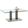 COUCHTISCH Klarglas 110/70/46-65 cm rechteckig Grau, Edelstahlfarben, Beige  - Edelstahlfarben/Beige, Design, Glas/Kunststoff (110/70/46-65cm)