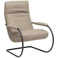 SESSEL Echtleder Ecru  - Ecru/Schwarz, Design, Leder/Metall (80/104/99cm) - Koinor