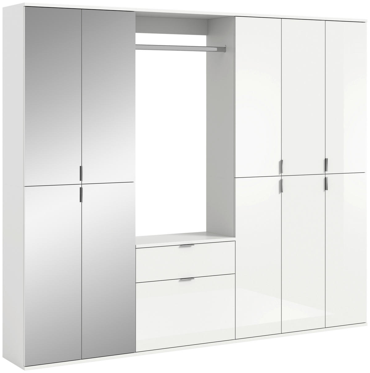 GARDEROBE 4-teilig 213/193/34 cm  - Weiss Hochglanz, Modern, Glas/Holzwerkstoff (213/193/34cm) - MID.YOU