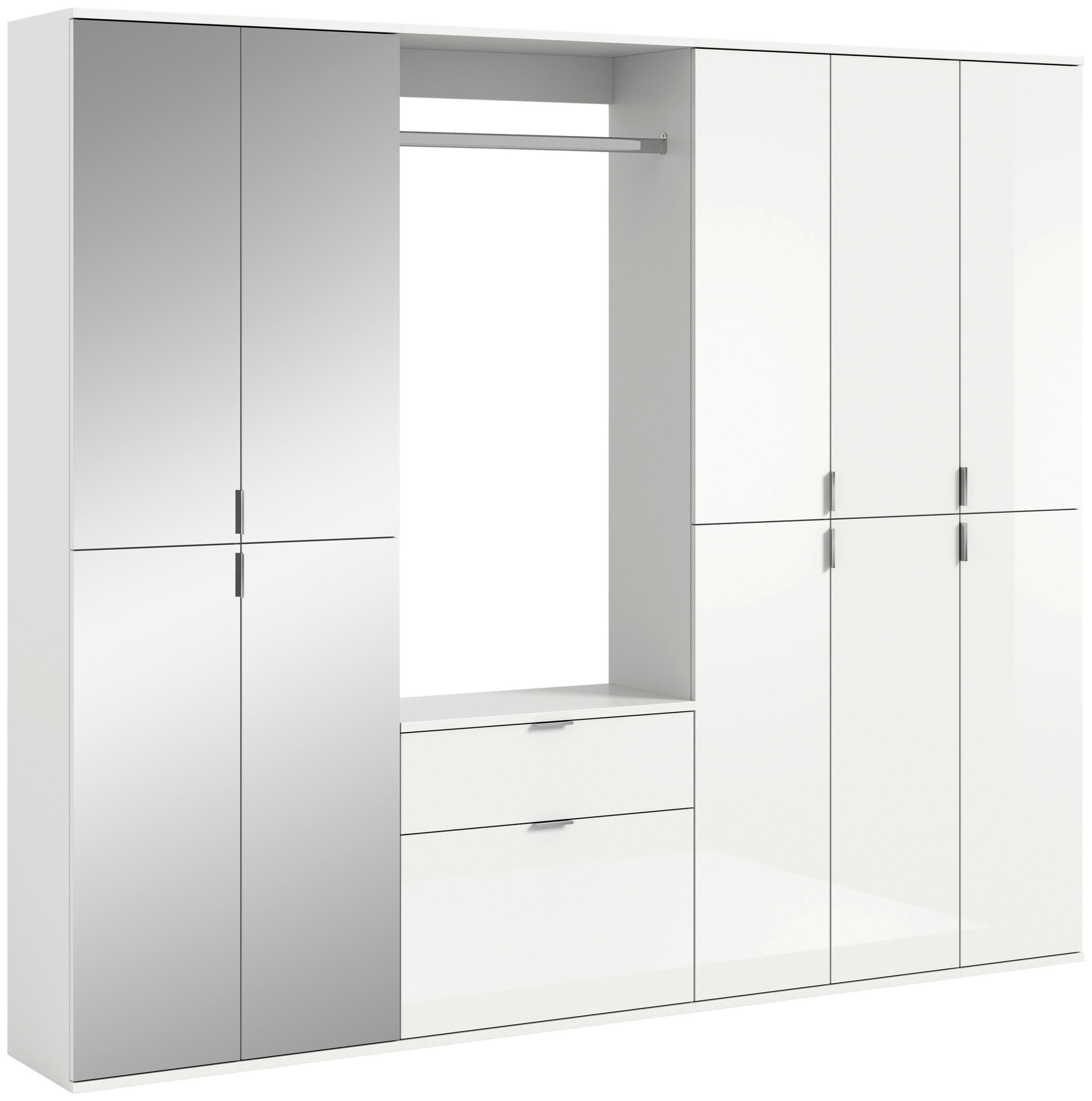Mid.you Garderobe Weiß Hochglanz 213x193x34 cm
