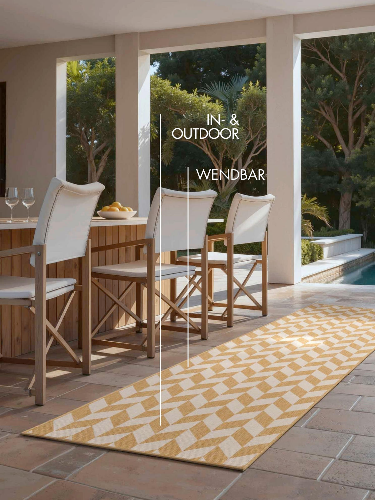 FLACHWEBETEPPICH 80/200 cm Haringey Weiß, Dunkelgelb  - Dunkelgelb/Weiß, Design, Kunststoff (80/200cm)