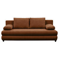 SCHLAFSOFA MELA Chenille, Webstoff Braun  inkl. Rückenkissen, Armlehnenkissen, Bettkasten  - Schwarz/Braun, Design, Kunststoff/Textil (206/87/88cm) - P & B
