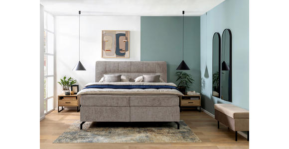 BOXSPRINGBETT 160/200 cm,  in Hellbraun, Topper, H2 + H2 = mittel  - Hellbraun/Schwarz, Design, Textil/Metall (160/200cm) - Esposa