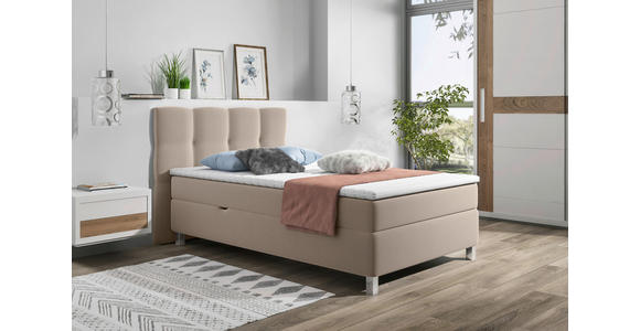 BOXBETT 120/200 cm  in Beige  - Beige/Alufarben, KONVENTIONELL, Kunststoff/Textil (120/200cm) - Carryhome