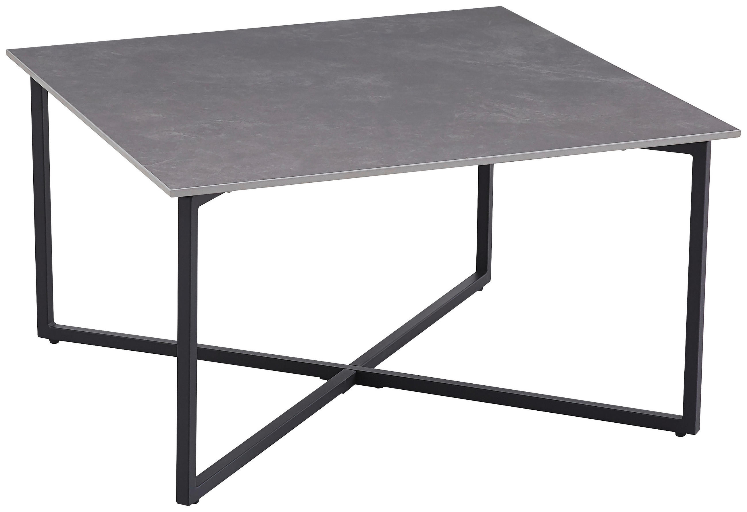 COUCHTISCH 80/80/45 cm quadratisch Schwarz, Hellgrau einfacher Aufbau  - Hellgrau/Schwarz, Design, Stein/Metall (80/80/45cm) - Carryhome