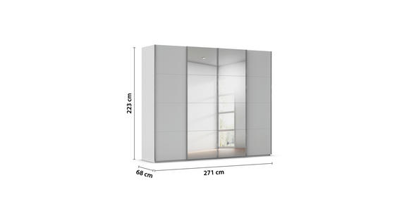 SCHWEBETÜRENSCHRANK 271/223/68 cm 4-türig Grau - Chromfarben/Grau, Design, Holzwerkstoff/Metall (271/223/68cm) - Novel