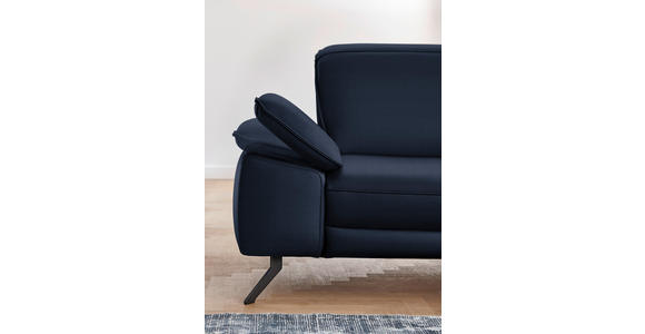 ECKSOFA in Echtleder Dunkelblau  - Schwarz/Dunkelblau, Design, Leder/Metall (328/193cm) - Dieter Knoll