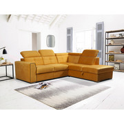 SEDEŽNA GARNITURA, rumena les, tekstil, leseni material - aluminij/rumena, Design, umetna masa/tekstil (245/215cm) - Xora