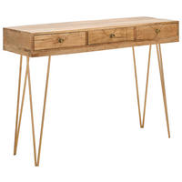 KONSOLENTISCH Mangoholz massiv Goldfarben, Hellbraun  - Hellbraun/Goldfarben, Design, Holz/Metall (115/43/82cm) - Landscape