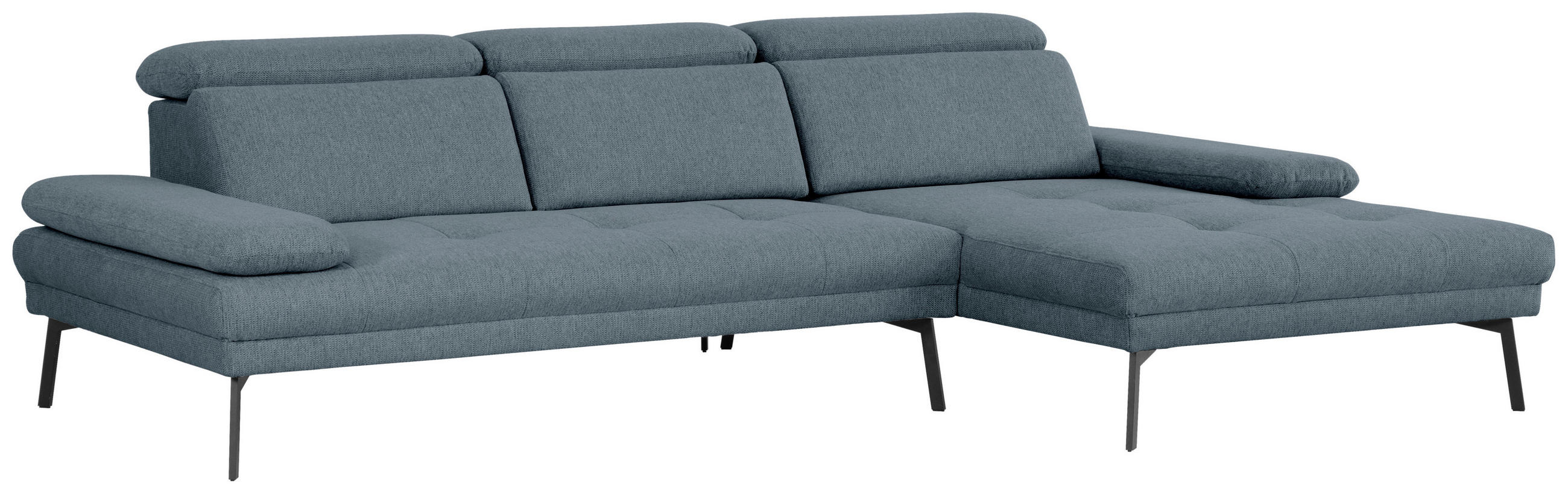 ECKSOFA Blau Webstoff  - Blau/Schwarz, Design, Textil/Metall (296/188cm) - Xora