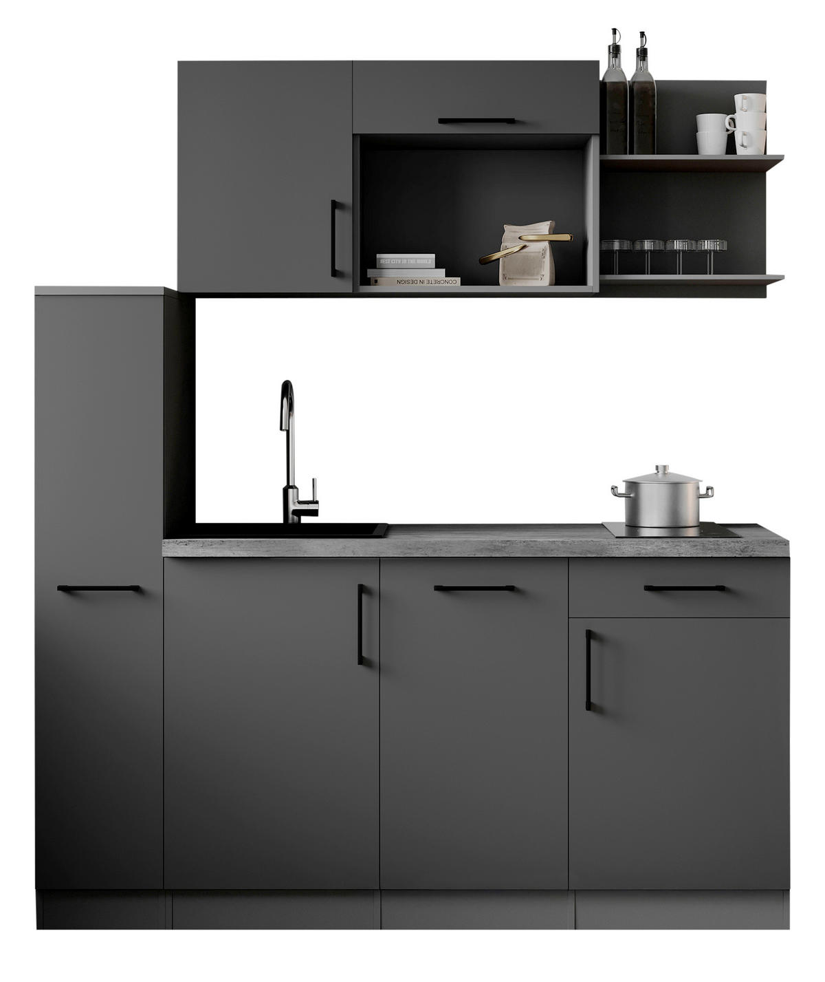 MODULKÖK 175 cm   i grå  - grå, Trend, metall/trämaterial (175cm) - Respekta