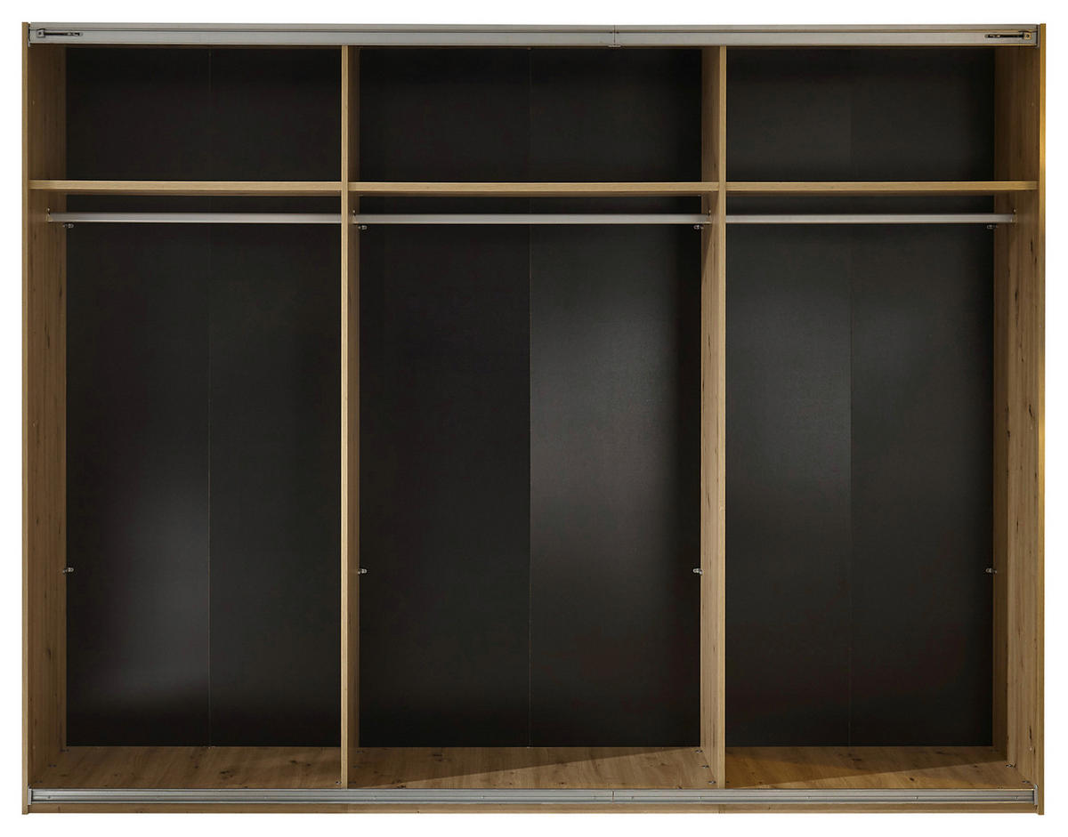 SCHWEBETÜRENSCHRANK in Graphitfarben, Eiche Artisan  - Graphitfarben/Eiche Artisan, Konventionell, Glas/Holzwerkstoff (270/210/63cm) - Ti'me