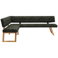 ECKBANK Holz, Textil Dunkelgrün  - Dunkelgrün/Eichefarben, Konventionell, Holz/Textil (155/225cm) - Dieter Knoll