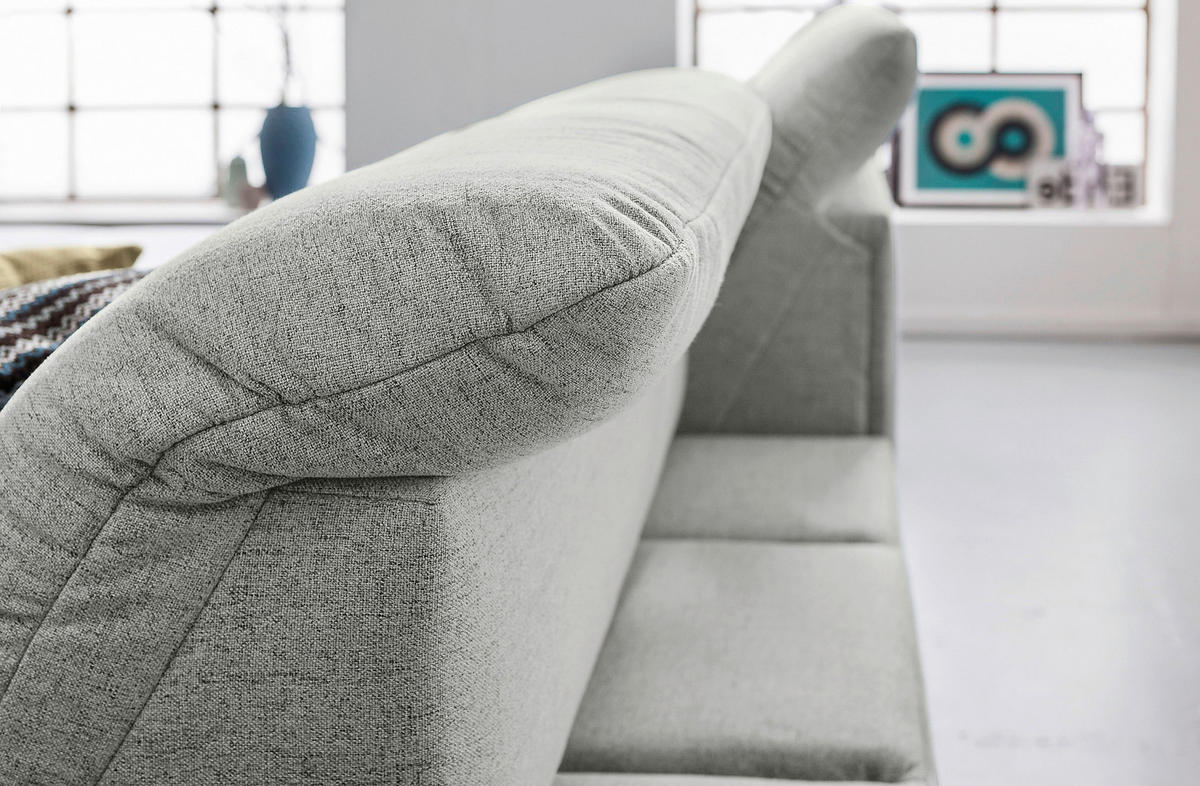 ECKSOFA Hellgrau Flachgewebe  - Chromfarben/Hellgrau, Design, Textil/Metall (198/276cm) - SetOne by Musterring