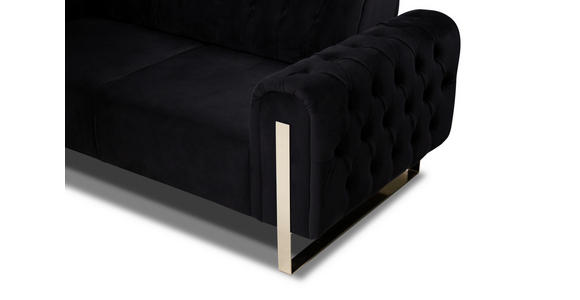 2-SITZER-SOFA  in Velours Schwarz  - Goldfarben/Schwarz, KONVENTIONELL, Textil/Metall (194/90/97cm) - Carryhome