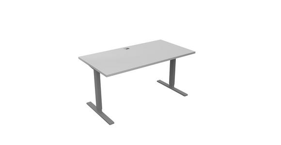 SCHREIBTISCH Silberfarben, Weiß - Platinfarben/Silberfarben, KONVENTIONELL, Metall (150/80/72,5-122cm) - Voleo