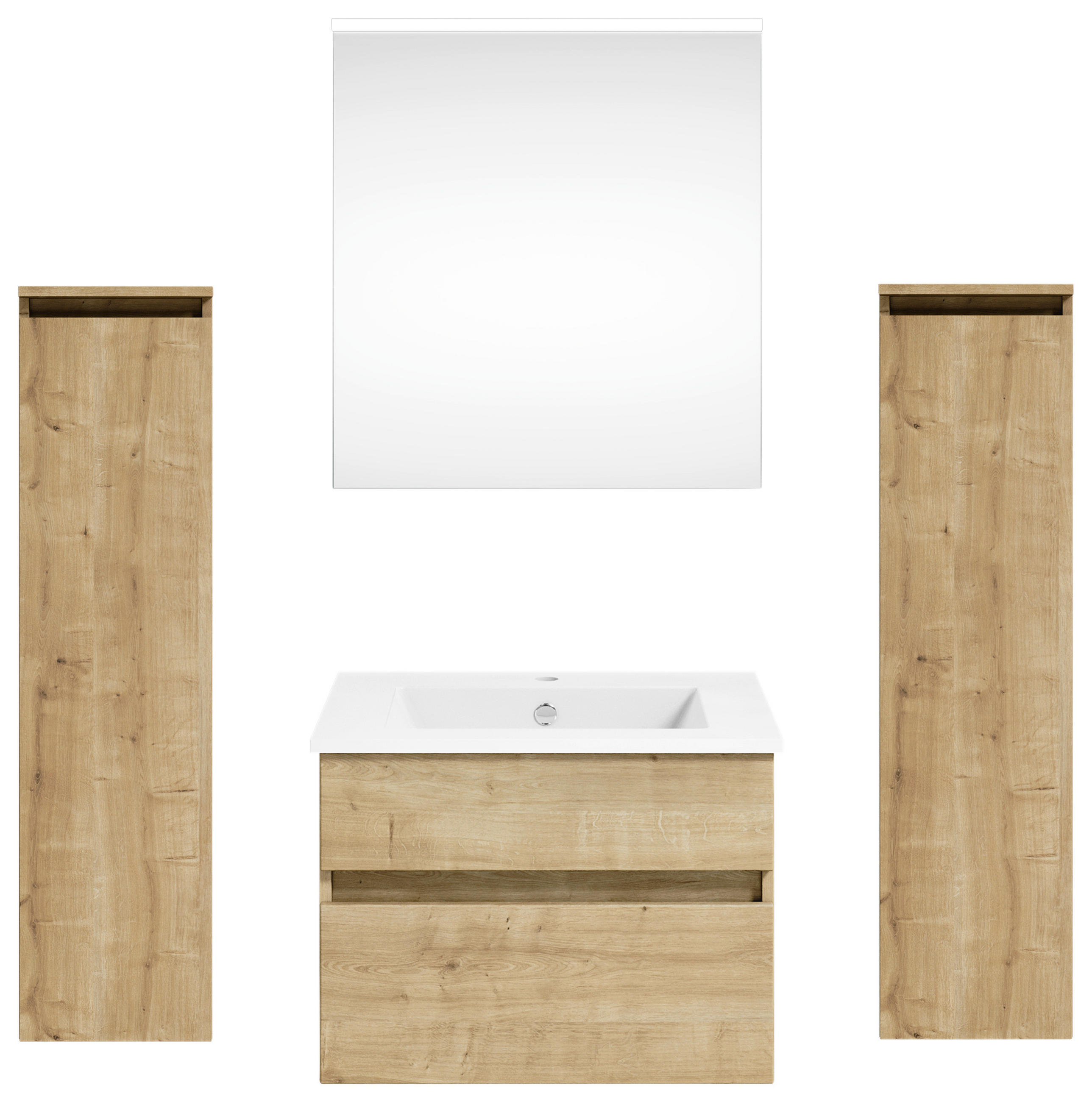 BADEZIMMER in 122,4 cm - Eichefarben/Weiß, KONVENTIONELL, Holzwerkstoff (122,4cm) - Puris