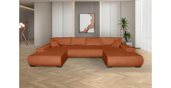 WOHNLANDSCHAFT  in Cord Rostfarben  - Rostfarben/Schwarz, KONVENTIONELL, Textil/Metall (191/351/191cm) - Carryhome