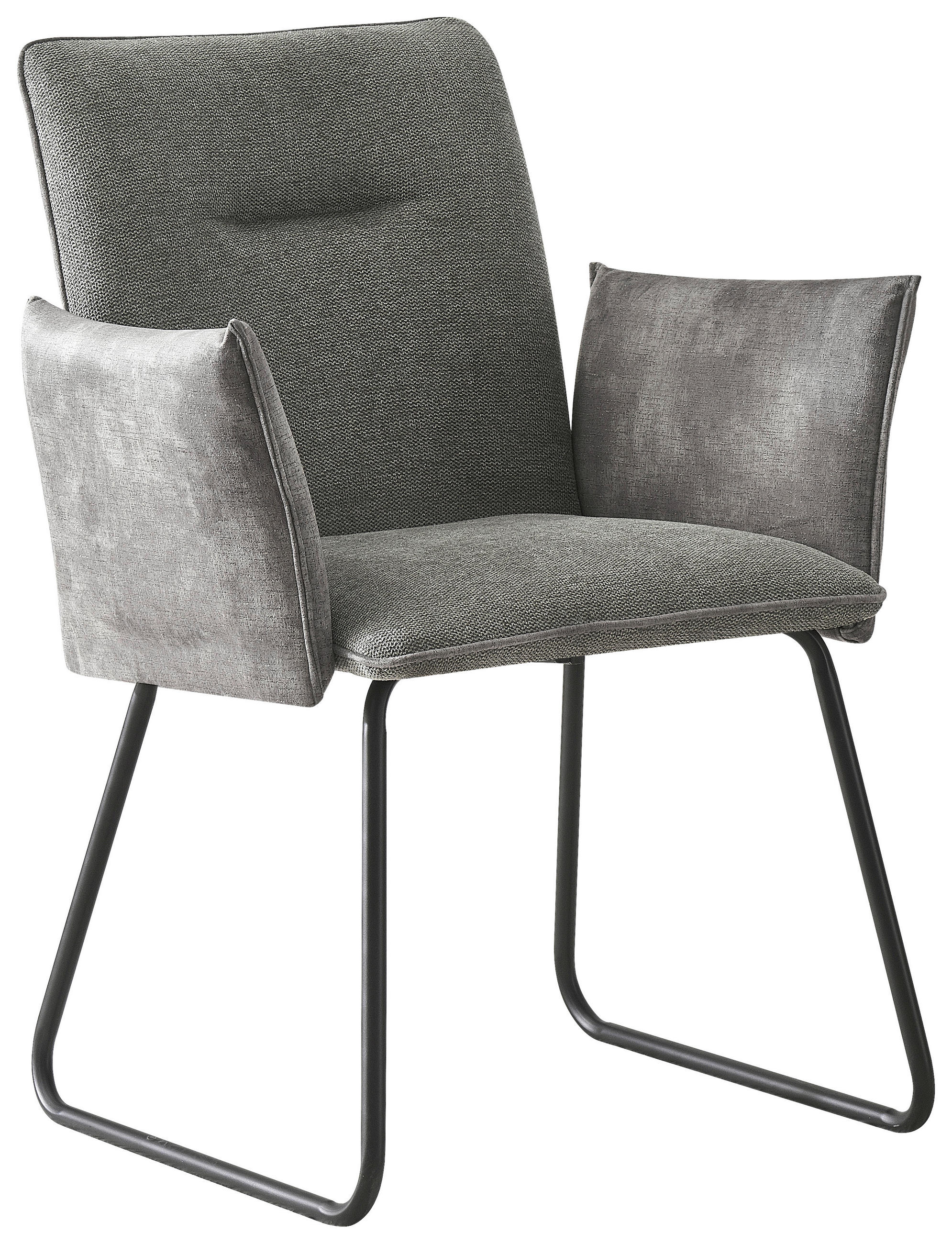 SCAUN CU BRAȚE in gri, negru  - negru/gri, Modern, lemn/metal (64/87,5/63cm) - Livetastic