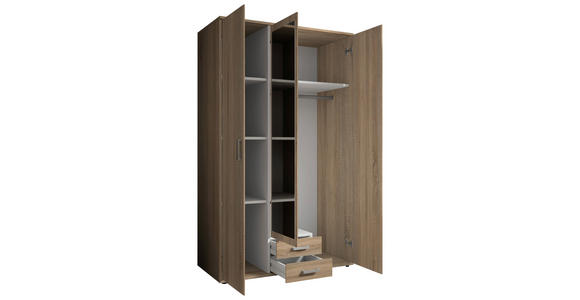 DREHTÜRENSCHRANK  in Sonoma Eiche  - Alufarben/Sonoma Eiche, KONVENTIONELL, Glas/Holzwerkstoff (120/196/53,5cm) - Carryhome