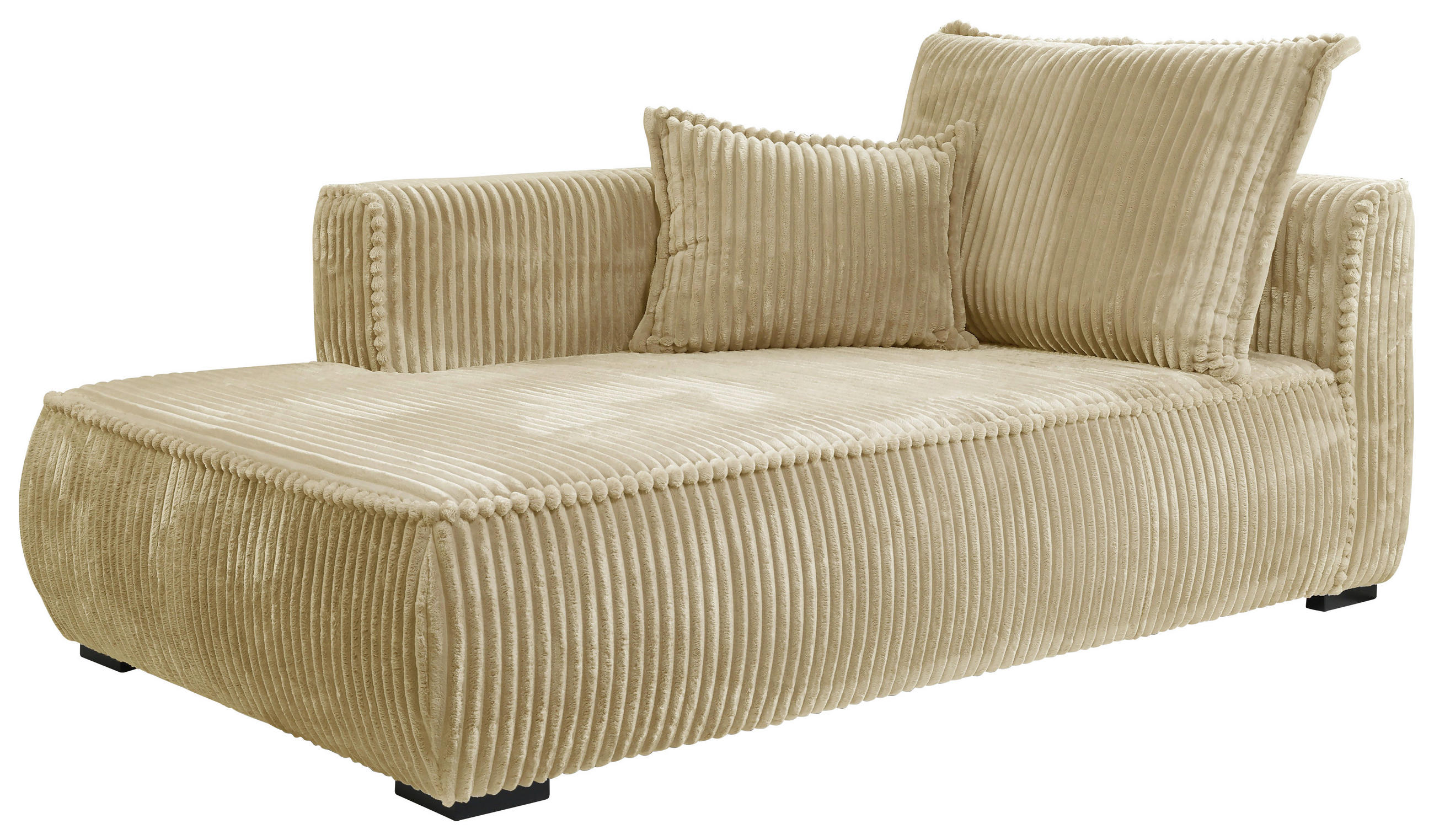 RÉCAMIERE Beige Cord  - Beige/Schwarz, Design, Holz/Textil (207/75/121cm) - MID.YOU