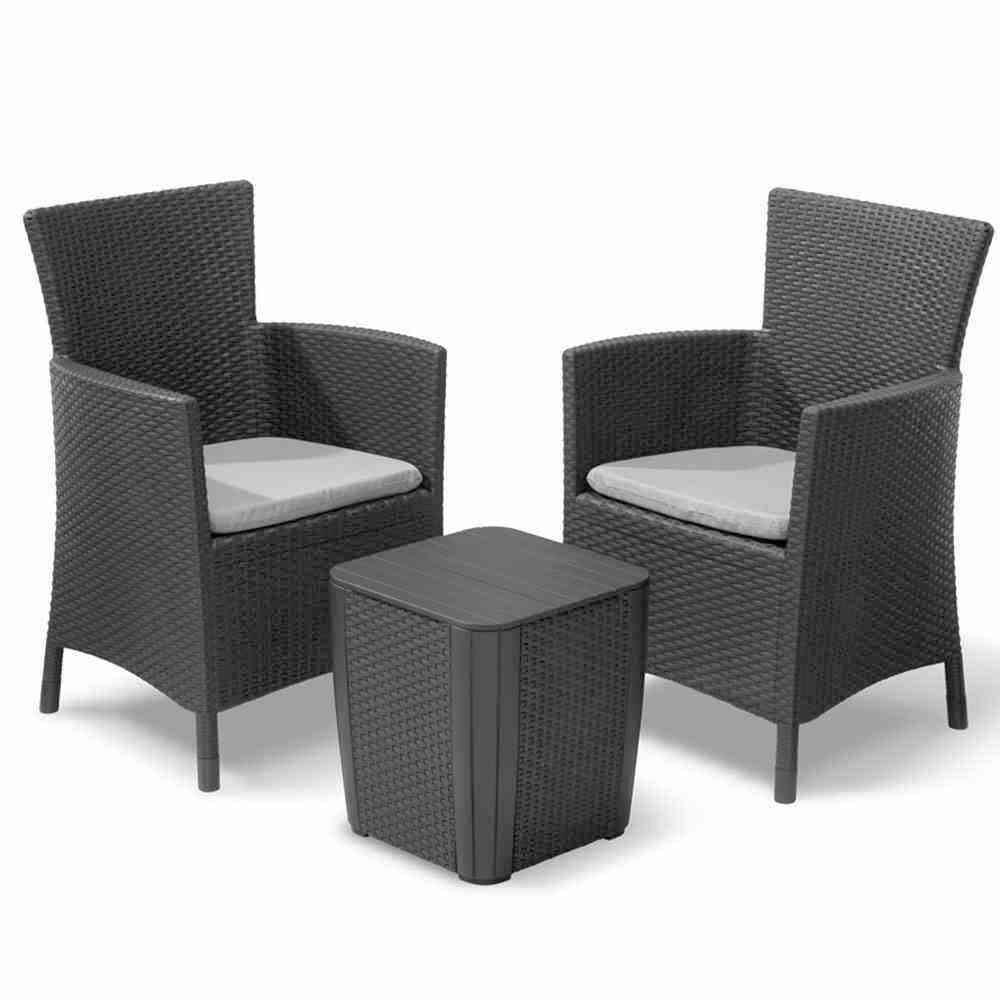 BALKONSET  3-teilig  - Graphitfarben/Grau, MODERN, Kunststoff (54/87/48cm) - Keter