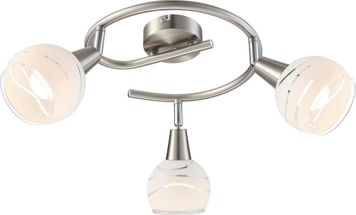 LED ZÁŘIČ, 25/25/21 cm - barvy niklu, Basics, kov/sklo (25/25/21cm) - Globo