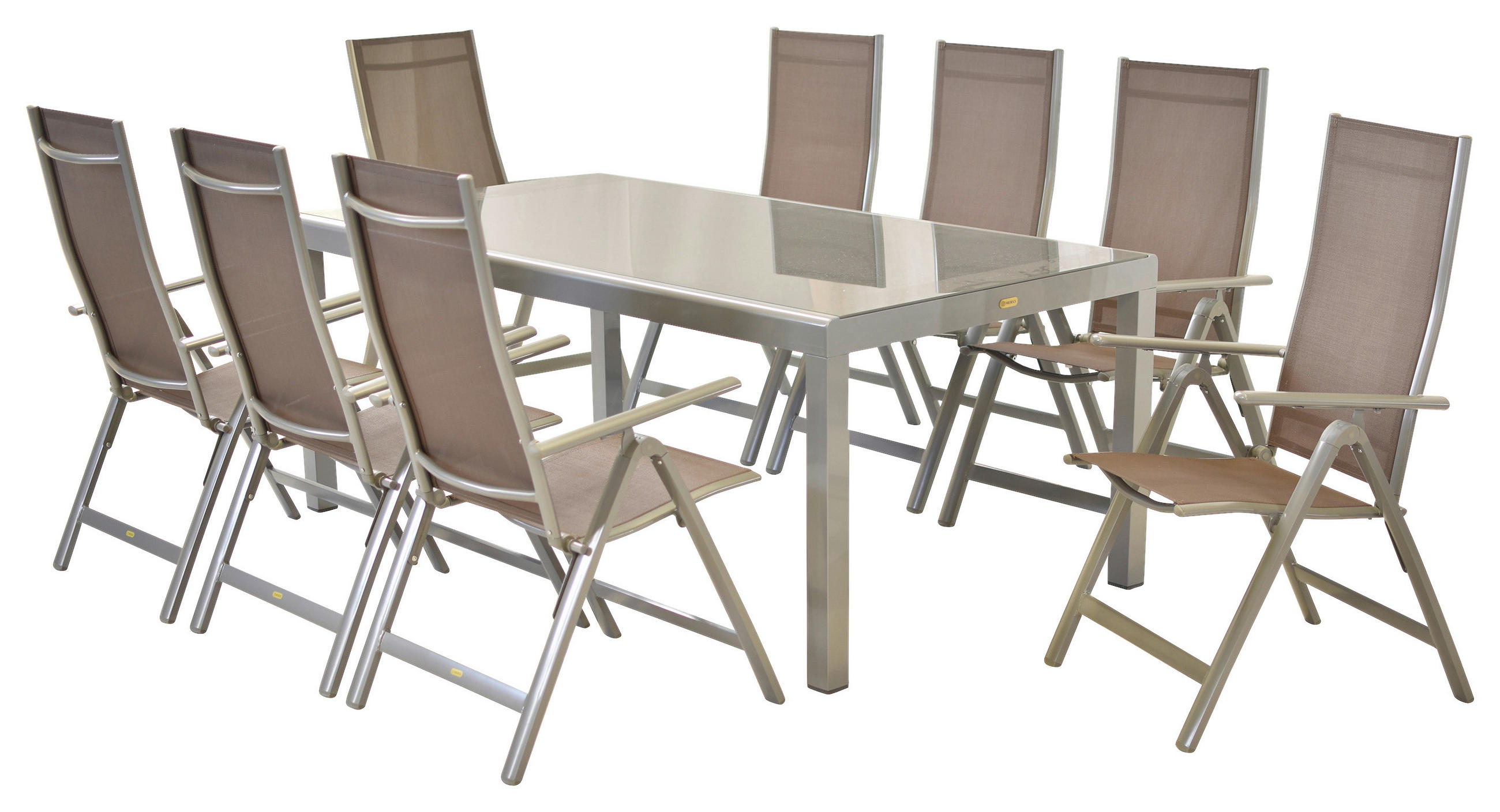 GARTENSET Aluminium - Taupe/Silberfarben, MODERN, Textil/Metall - Gardenson