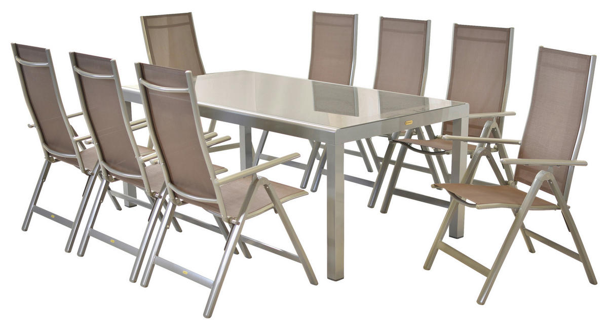 GARTENSET Aluminium  - Taupe/Silberfarben, MODERN, Textil/Metall - Gardenson