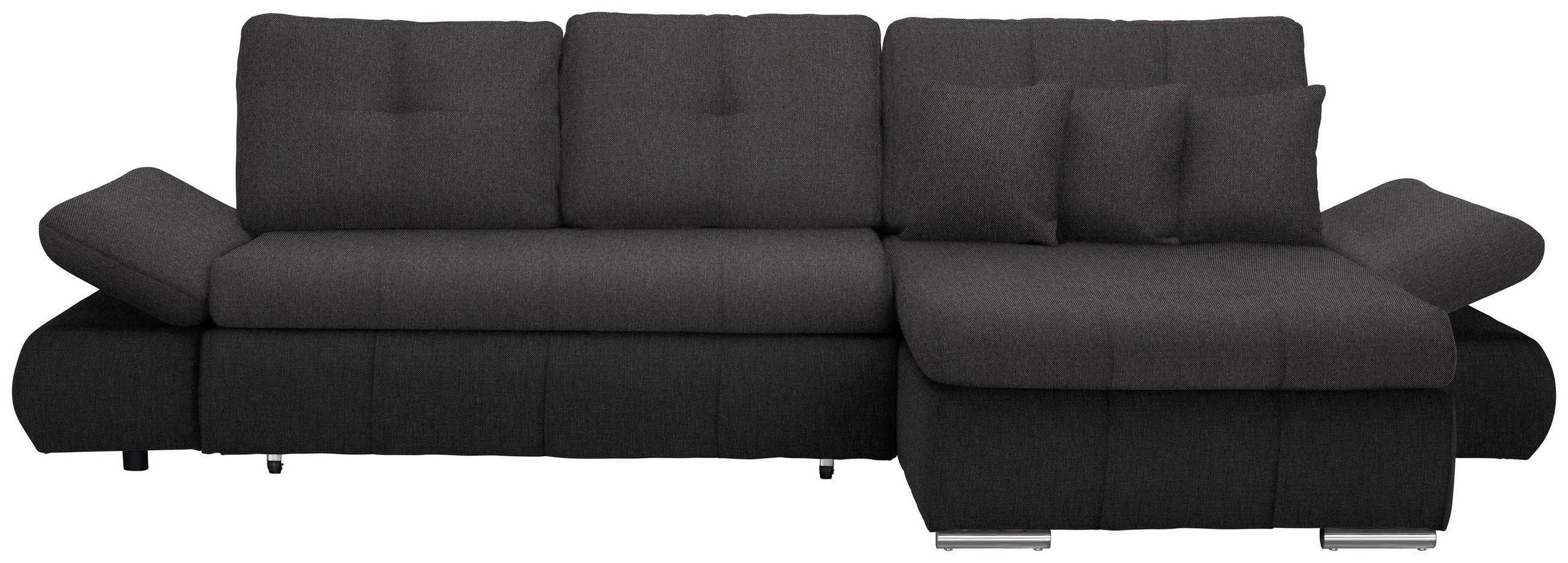 ECKSOFA Anthrazit, Dunkelgrau Webstoff  - Chromfarben/Dunkelgrau, Design, Kunststoff/Textil (302/187cm) - Carryhome