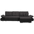 ECKSOFA Anthrazit, Dunkelgrau Webstoff  - Chromfarben/Dunkelgrau, Design, Kunststoff/Textil (302/187cm) - Carryhome