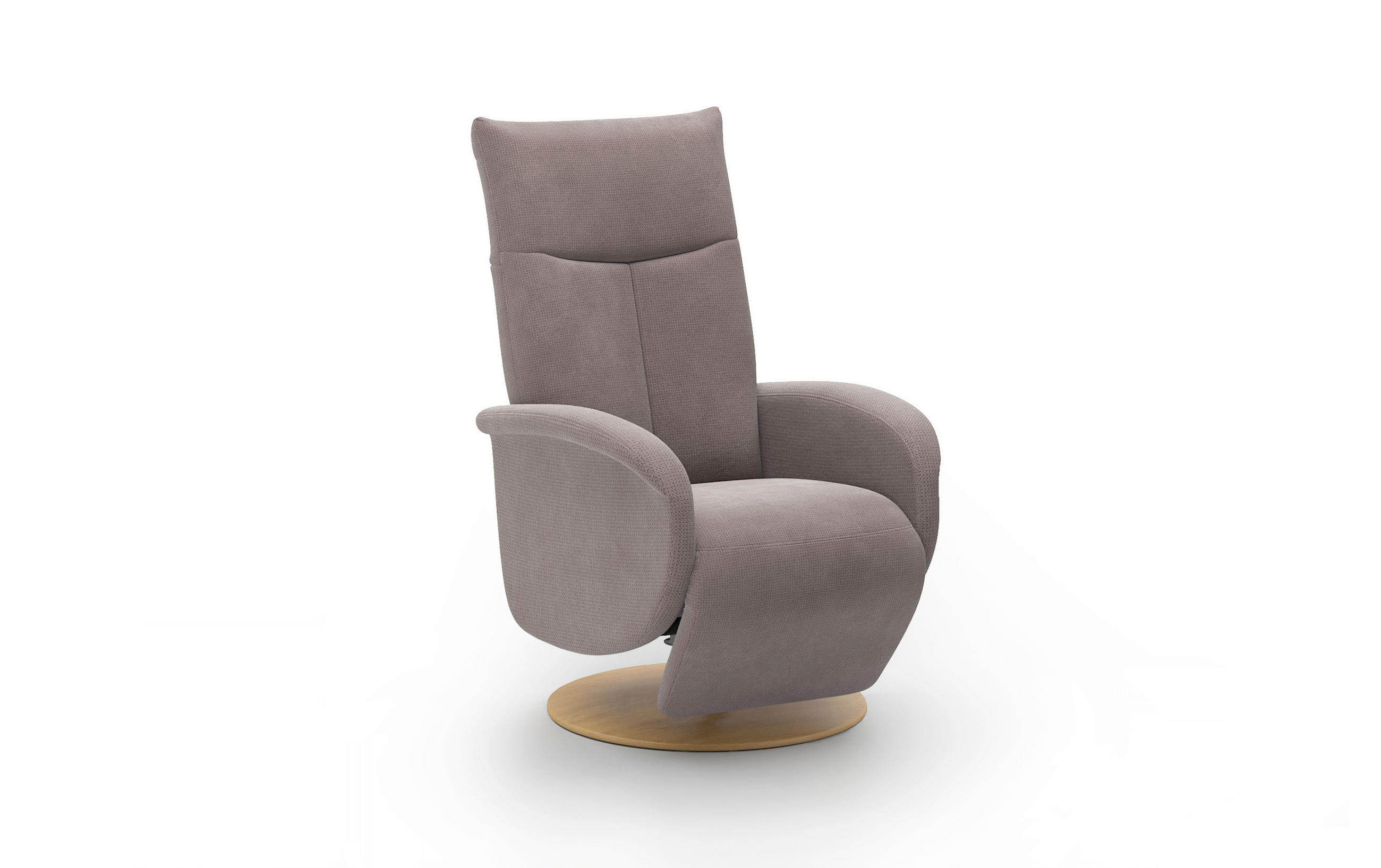 RELAXSESSEL GLENDALE E Flachgewebe Kopfteilverstellung, Rücken echt    - Taupe/Eichefarben, KONVENTIONELL, Holzwerkstoff/Textil (75/112/82cm) - Sit & More