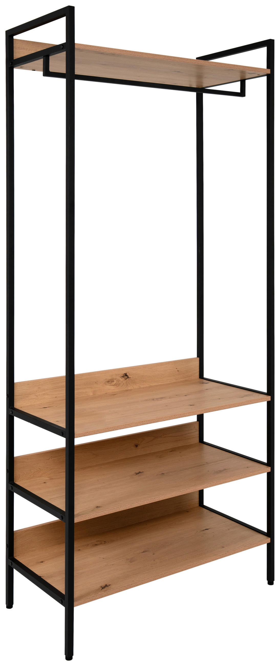 Garderobe Dhaka  in 84/190/40 cm  - Eichefarben/Schwarz, MODERN, Holzwerkstoff/Metall (84/190/40cm) - Livetastic