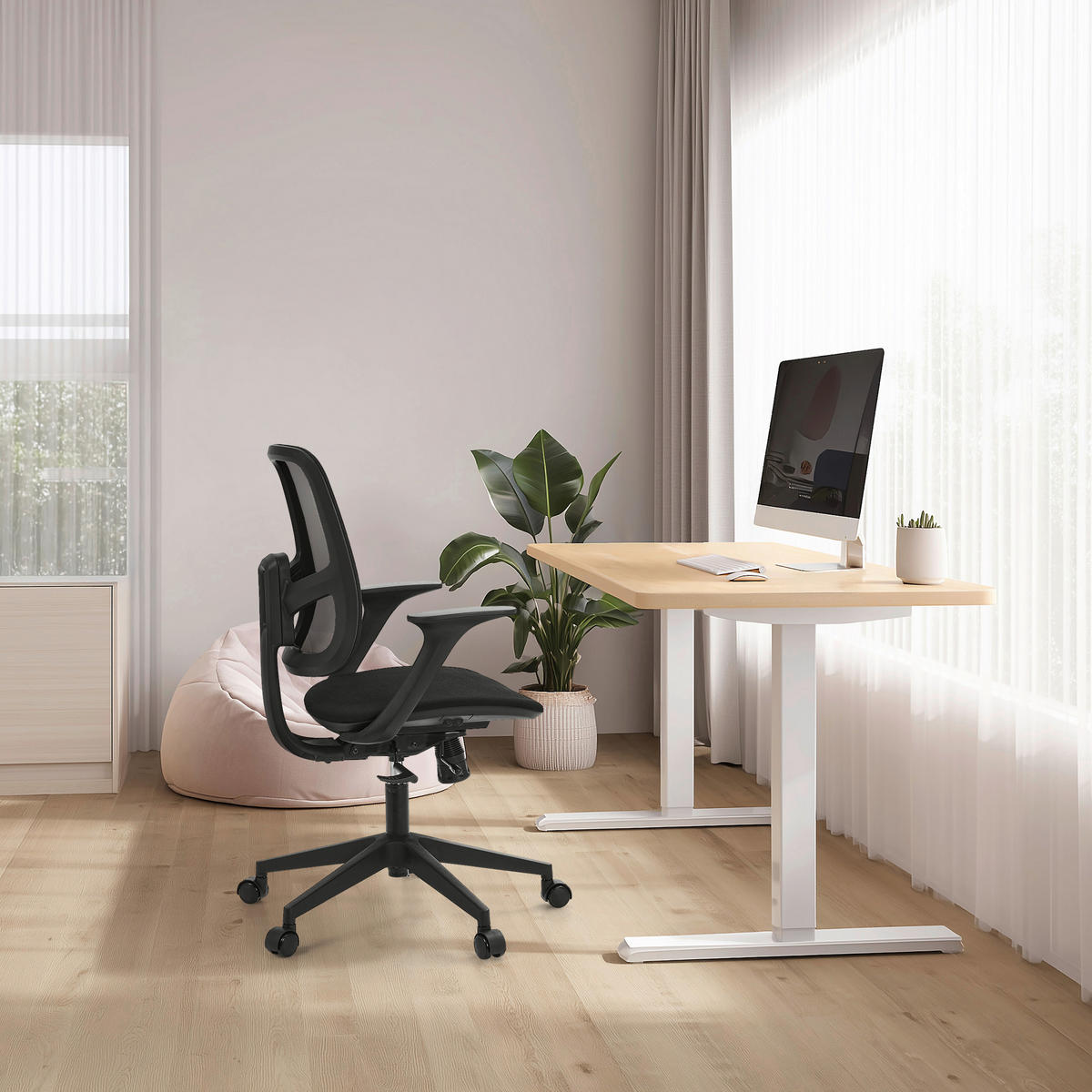 DREHSTUHL  in Flachgewebe Schwarz  - Schwarz, MODERN, Kunststoff/Textil (68/114/63cm) - MID.YOU